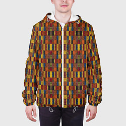 Куртка с капюшоном мужская Африканский геометрический узор-паттерн, цвет: 3D-белый — фото 2
