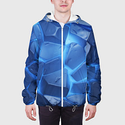 Куртка с капюшоном мужская Синие ледяные плиты с разломом, цвет: 3D-белый — фото 2