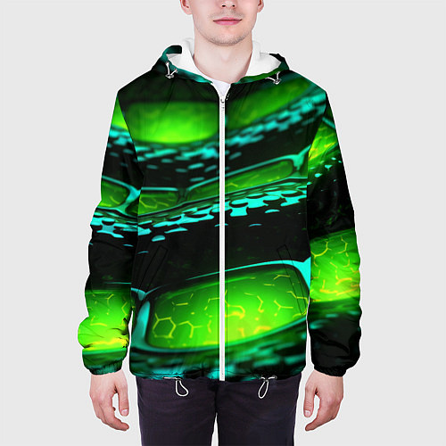 Мужская куртка Зеленая змеиная абстрактная текстура / 3D-Белый – фото 3