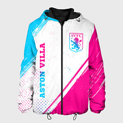 Куртка с капюшоном мужская Aston Villa neon gradient style вертикально, цвет: 3D-черный