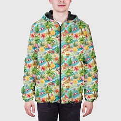Куртка с капюшоном мужская Летнее настроение паттерн, цвет: 3D-черный — фото 2
