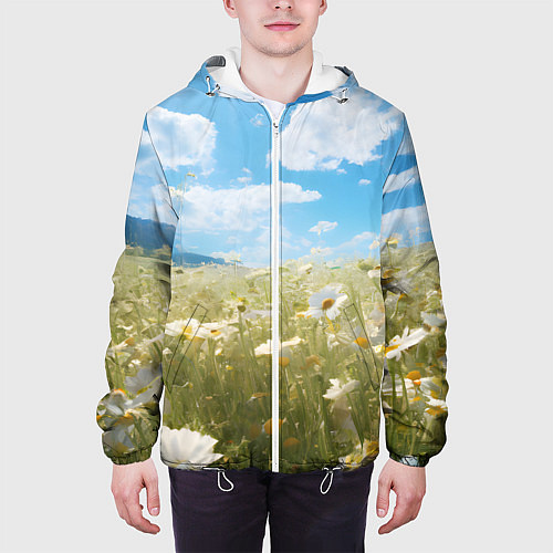 Мужская куртка Ромашковое поле / 3D-Белый – фото 3