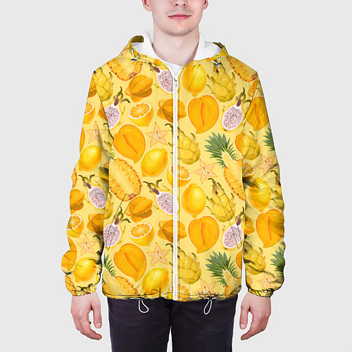 Мужская куртка Экзотические фрукты узор / 3D-Белый – фото 3
