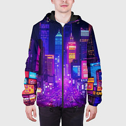 Куртка с капюшоном мужская Город ночью, цвет: 3D-черный — фото 2