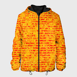 Куртка с капюшоном мужская Яркий красно-жёлтый абстарктный полосатый, цвет: 3D-черный