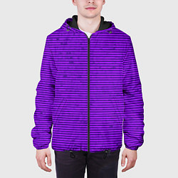 Куртка с капюшоном мужская Сочный фиолетовый в полоску, цвет: 3D-черный — фото 2