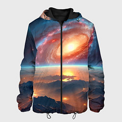 Куртка с капюшоном мужская Разноцветная далёкая галактика - неоновое свечение, цвет: 3D-черный