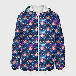 Куртка с капюшоном мужская Парень и девушка аниме паттерн, цвет: 3D-белый