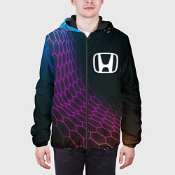 Куртка с капюшоном мужская Honda neon hexagon, цвет: 3D-черный — фото 2