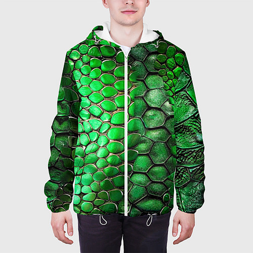 Мужская куртка Зеленая змеиная кожа / 3D-Белый – фото 3