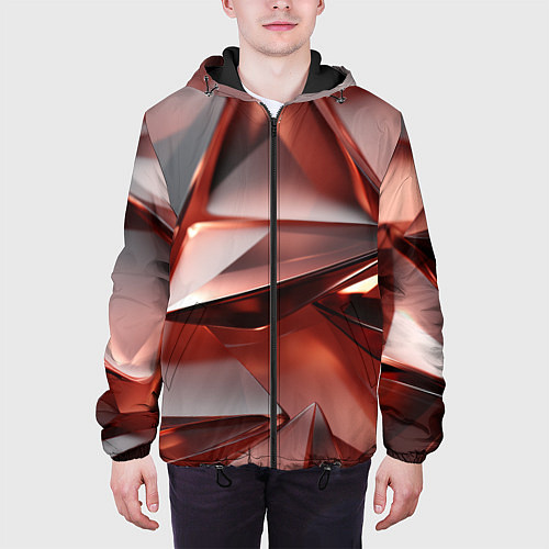 Мужская куртка Рубиновые пирамидки / 3D-Черный – фото 3