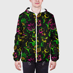 Куртка с капюшоном мужская Тропический ананасовый коктейль, цвет: 3D-белый — фото 2