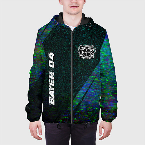Мужская куртка Bayer 04 glitch blue / 3D-Черный – фото 3