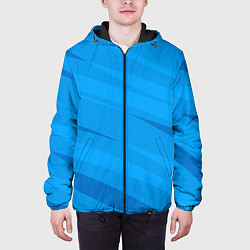 Куртка с капюшоном мужская Насыщенный голубой полосами, цвет: 3D-черный — фото 2