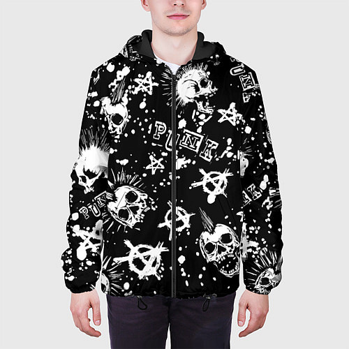Мужская куртка Панк черепа - анархия / 3D-Черный – фото 3