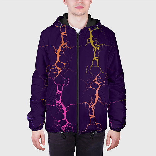 Мужская куртка Молнии на пурпурном / 3D-Черный – фото 3