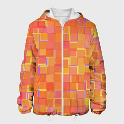 Куртка с капюшоном мужская Россыпь оранжевых квадратов, цвет: 3D-белый