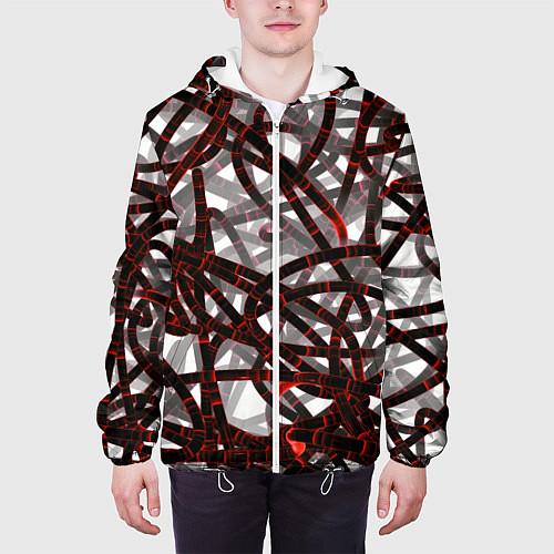 Мужская куртка Красные энергетические кабели / 3D-Белый – фото 3