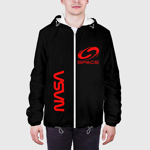 Мужская куртка Nasa space red logo / 3D-Белый – фото 3