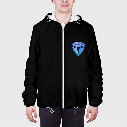 Мужская куртка Tesla logo neon / 3D-Белый – фото 3