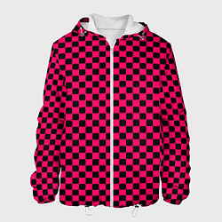 Куртка с капюшоном мужская Паттерн розовый клетка, цвет: 3D-белый
