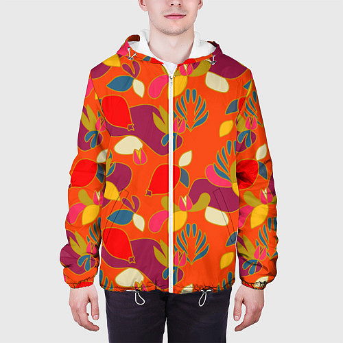 Мужская куртка Яркие ягодки-листочки / 3D-Белый – фото 3