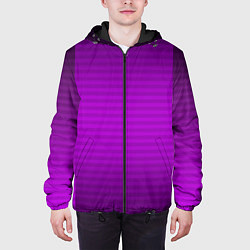 Куртка с капюшоном мужская Фиолетовый градиентный полосатый комбинированный у, цвет: 3D-черный — фото 2