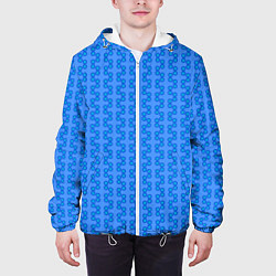 Куртка с капюшоном мужская Голубой паттерн цепочки, цвет: 3D-белый — фото 2