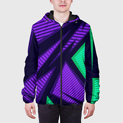 Куртка с капюшоном мужская Абстрактный узор с геометрической концепцией, цвет: 3D-черный — фото 2