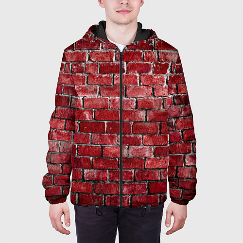 Мужская куртка Текстура красного кирпича / 3D-Черный – фото 3