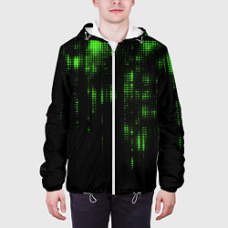 Куртка с капюшоном мужская Геометрический эффект матрицы, цвет: 3D-белый — фото 2