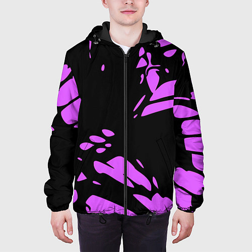 Мужская куртка Фиолетовая абстракция / 3D-Черный – фото 3