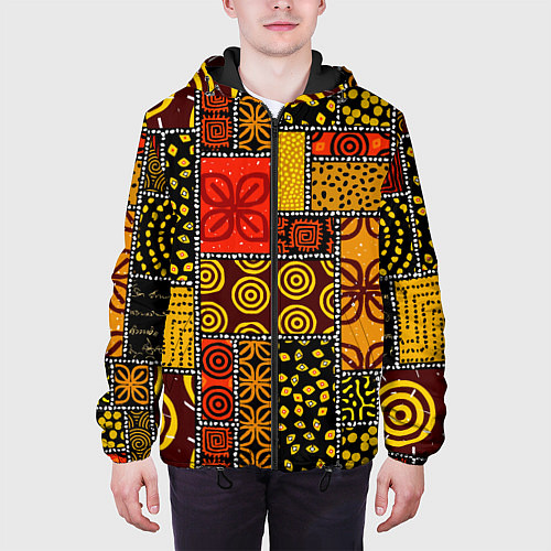 Мужская куртка Разноцветный орнамент / 3D-Черный – фото 3