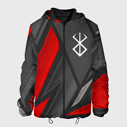 Куртка с капюшоном мужская Berserk red lines, цвет: 3D-черный