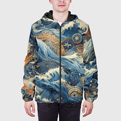 Куртка с капюшоном мужская Абстрактная композиция - нейросеть, цвет: 3D-черный — фото 2