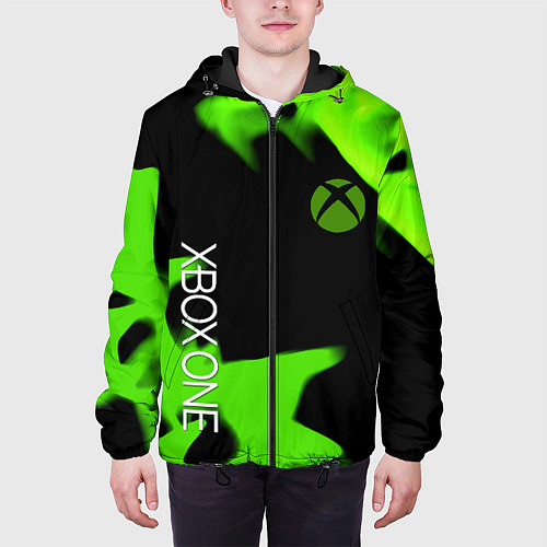 Мужская куртка Xbox one green flame / 3D-Черный – фото 3