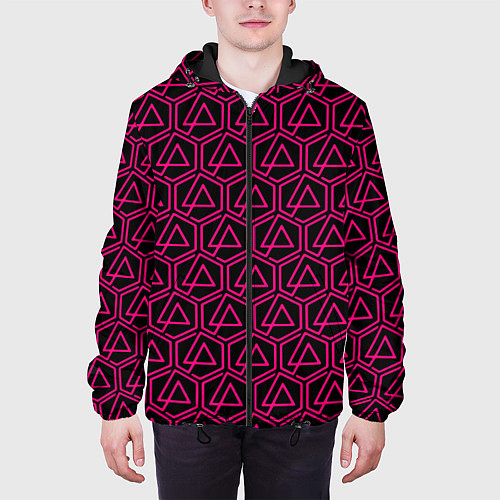 Мужская куртка Linkin park pink logo / 3D-Черный – фото 3