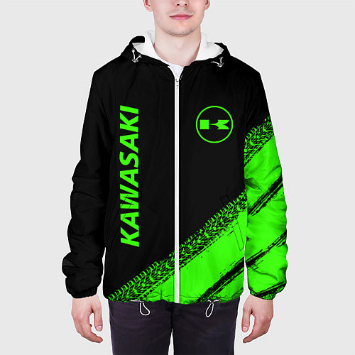 Мужская куртка Kawasaki - logo / 3D-Белый – фото 3