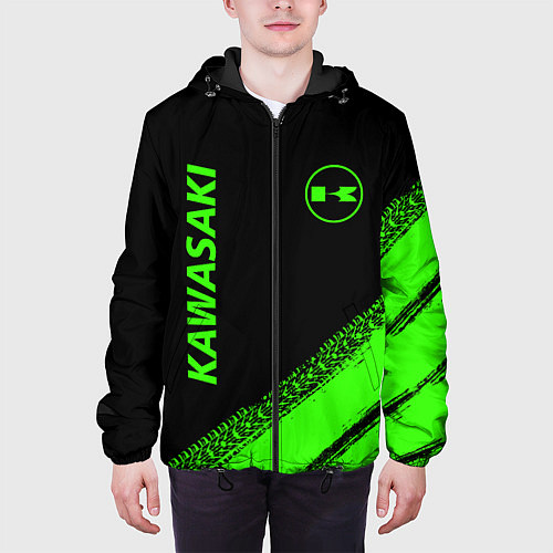 Мужская куртка Kawasaki - logo / 3D-Черный – фото 3