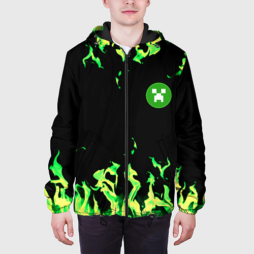 Мужская куртка Minecraft green flame / 3D-Черный – фото 3
