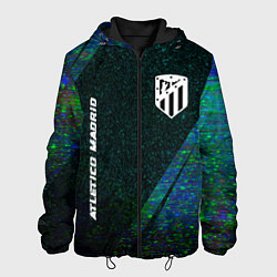 Куртка с капюшоном мужская Atletico Madrid glitch blue, цвет: 3D-черный