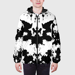 Куртка с капюшоном мужская Психоделический тест Роршаха, цвет: 3D-черный — фото 2