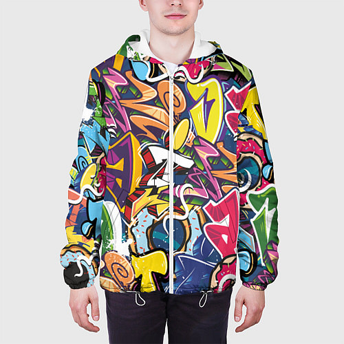 Мужская куртка Буква т в граффити / 3D-Белый – фото 3