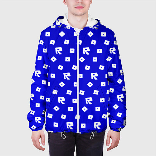 Мужская куртка Roblox blue pattern / 3D-Белый – фото 3