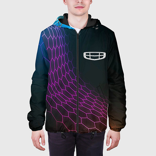 Мужская куртка Geely neon hexagon / 3D-Черный – фото 3