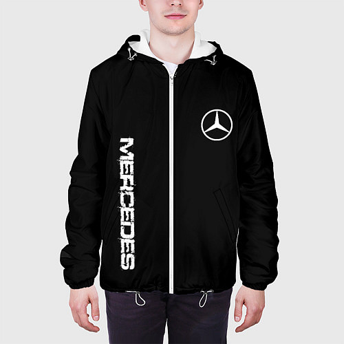 Мужская куртка Mercedes benz logo white auto / 3D-Белый – фото 3