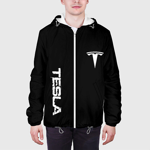 Мужская куртка Tesla logo white / 3D-Белый – фото 3