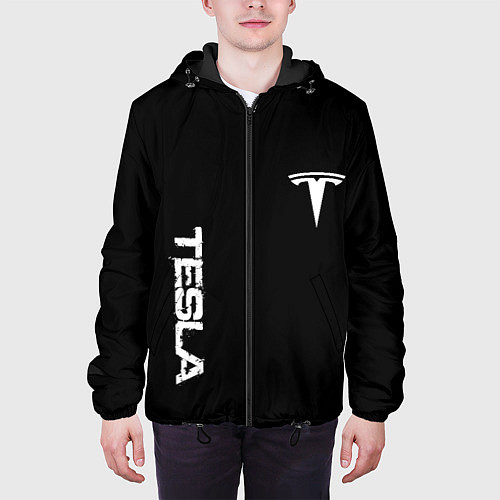 Мужская куртка Tesla logo white / 3D-Черный – фото 3