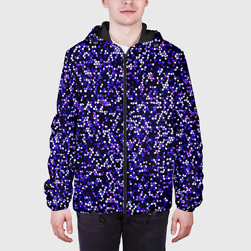 Мужская куртка Мелкая мозаика паттерн фиолетовый / 3D-Черный – фото 3
