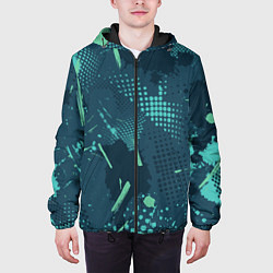 Куртка с капюшоном мужская Яркий абстрактный узор для спорта, цвет: 3D-черный — фото 2